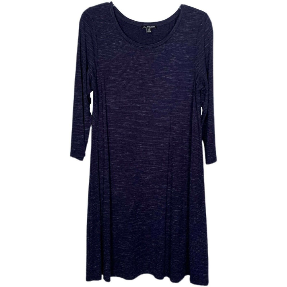 Hilary Radley Women's Large French Terry Dress Navy Space Dye Stretch Comfy